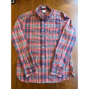 J.Crew Men's Slim Fit Indian Madras Plaid Button Down Shirt - Size Medium